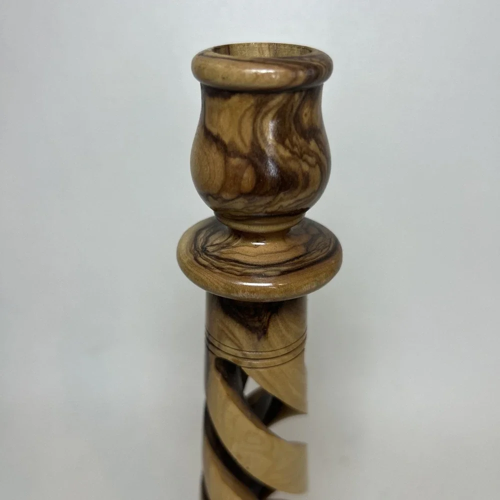 Olive Wood Candle Stick Holder‎